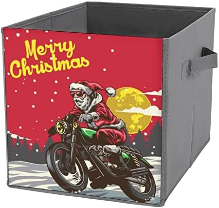 Nudquio engraçado Natal Papai Noel Motocicleta dobrável caixas de armazenamento caixas colapsíveis