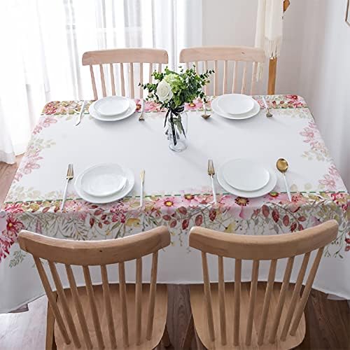 Toalhas de mesa florais de primavera para retângulo de 60 x 120 polegadas, toalha de tecido de linho de algodão