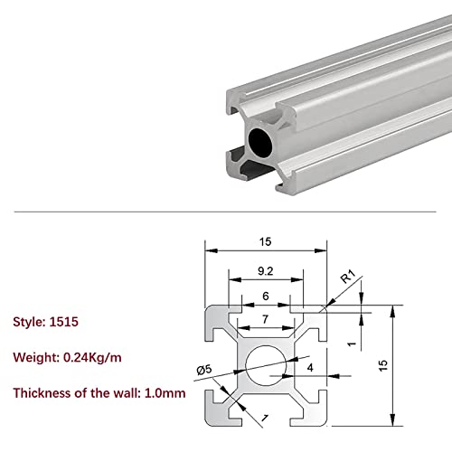 Mssoomm 10 pacote 1515 Comprimento do perfil de extrusão de alumínio 71,65 polegadas / 1820mm prata, 15 x 15mm 15 séries T tipo T-slot t-slot European Standard Extrusions Procis Linear Linear Guide Frame para CNC