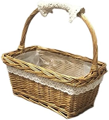 Quesheng portátil cesto de flor de vime lua de cesto de cesta de flores Arranjo de flor Pequena cesta