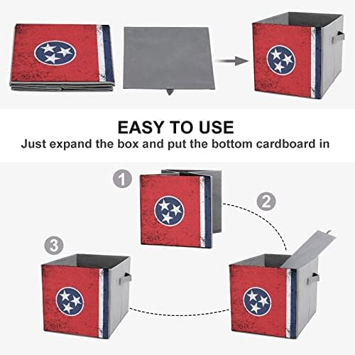 Tennessee State Bandle Bandeira Cubos de armazenamento de tecido dobrável Caixa de armazenamento 11 polegadas Bins de armazenamento dobrável com alças