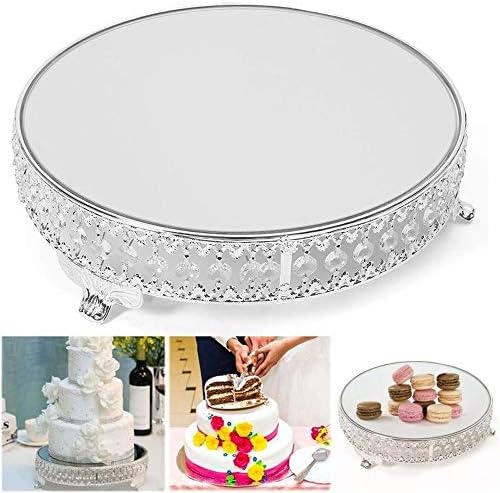 Suporte de bolo de mesa graciosa ornamento metal redondo espelho de cristal stand