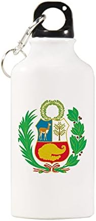 Counhe em braços do Peru Lightweight Aluminium Sports Water Bottle BPA grátis com chaveiro e tampa de parafuso