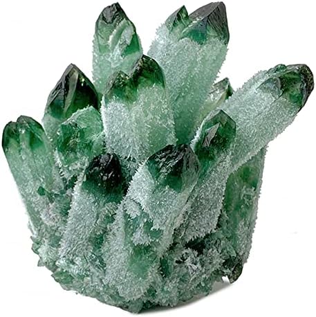 Yedecor Natural Crystal Cluster Green Ghost Quartz Espécimes Mineral Green Crystal Cluster Point Cura