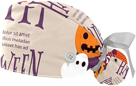 2 Pacote de tampas de trabalho com banda de moletom para mulheres, colorido Halloween Background Ponytail Pouch
