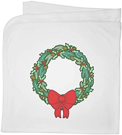 Azeeda 'Christmas Wreath & Ribbon' Cotton Baby Blanket / Shawl