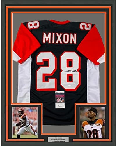 Joe Mixon autografado/assinado emoldurado 33x42 Cincinnati Black Football Jersey JSA CoA 2