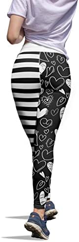 IIUS Valentines High Rise Leggings Mulheres Coração Impressão Executa de ioga Leggings Ultra Mold mole escova calças de fitness de exercícios elásticos
