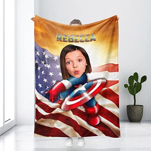 Angeline Kids USA fez cobertor de bebê personalizado com foto de rosto, Garota Americana Presente de Cobertor de Baby para menina no aniversário Minky 60x80