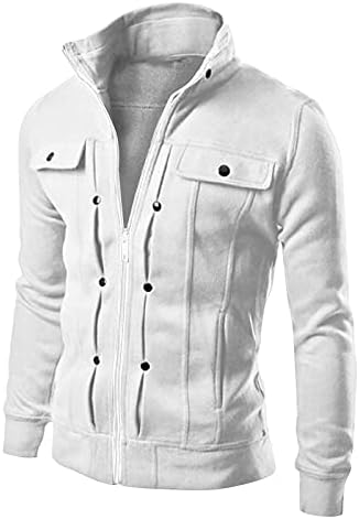 Casaco, o botão de colar de stand-up masculino decorado com casaco de camisola decorado primavera e inverno
