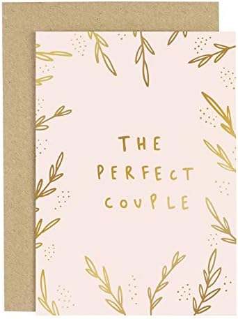 Old English Co. O casal perfeito para corar cartão de felicitações rosa - cartão de papelão de ouro A6 | Cartão
